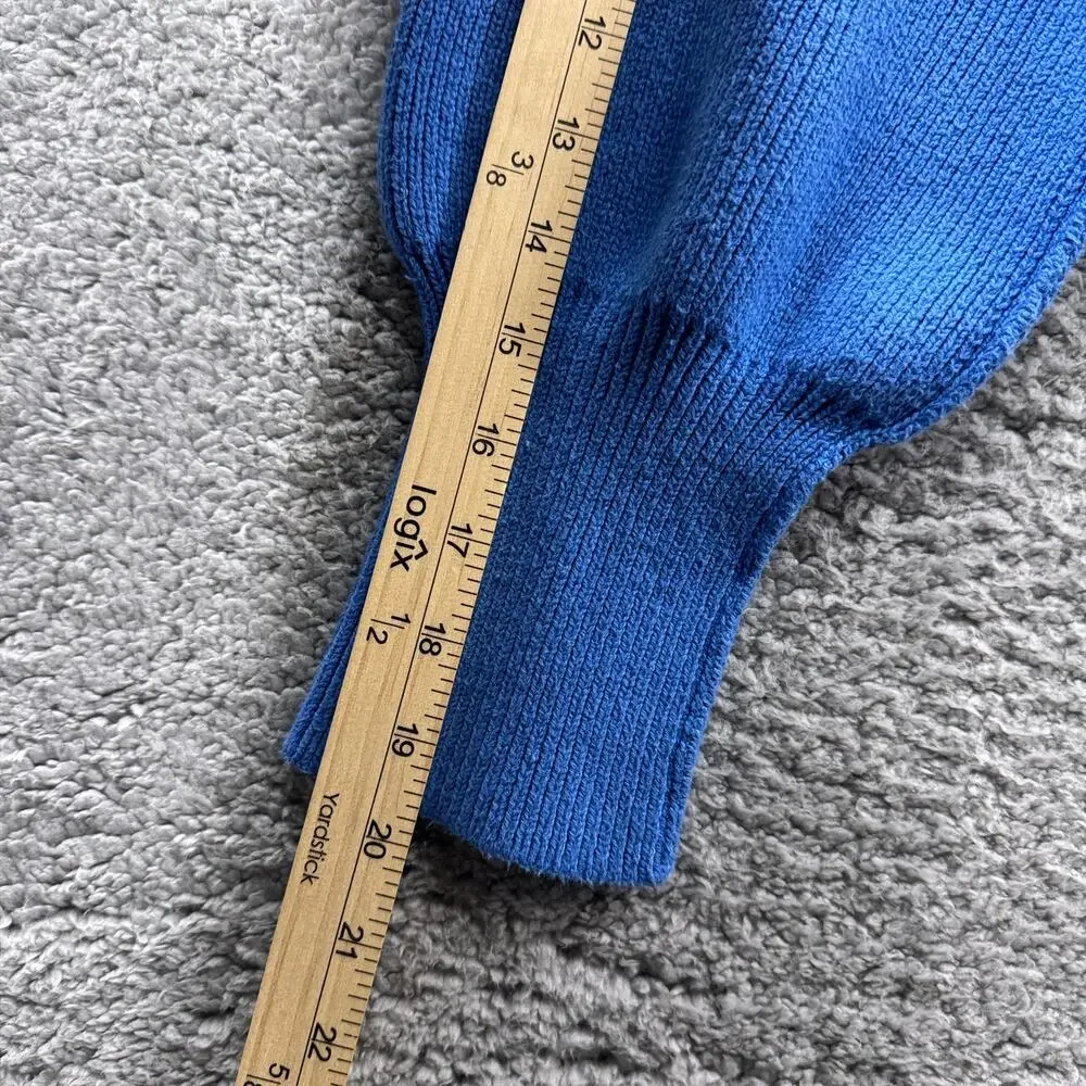 Free People Oversized Sweater Women’s Medium Blue Relaxed Ribbed Knit Cropped - Picture 7 of 11